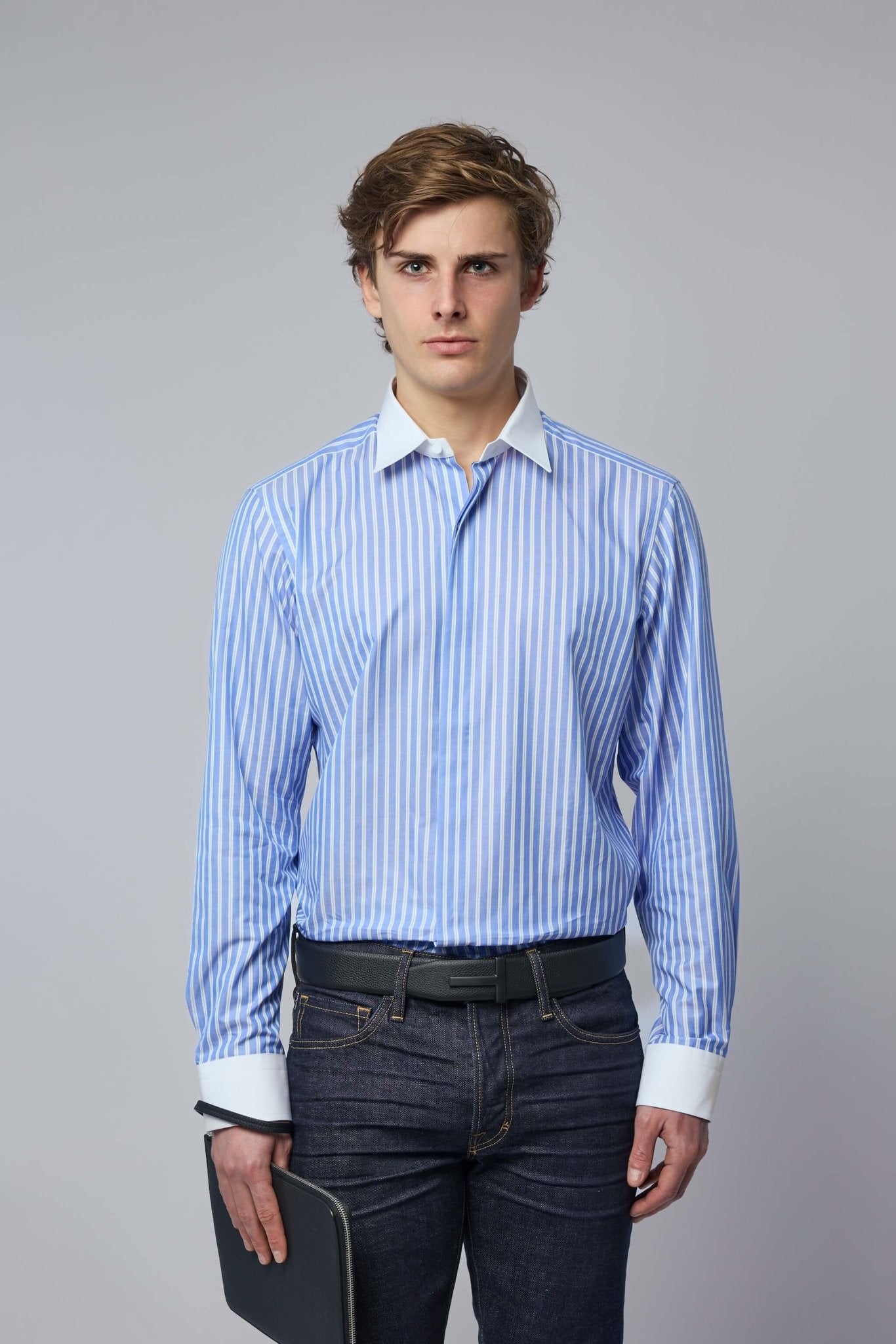 TOM FORD - Wide Stripe Contrast Classic Fit Shirt - LABELS