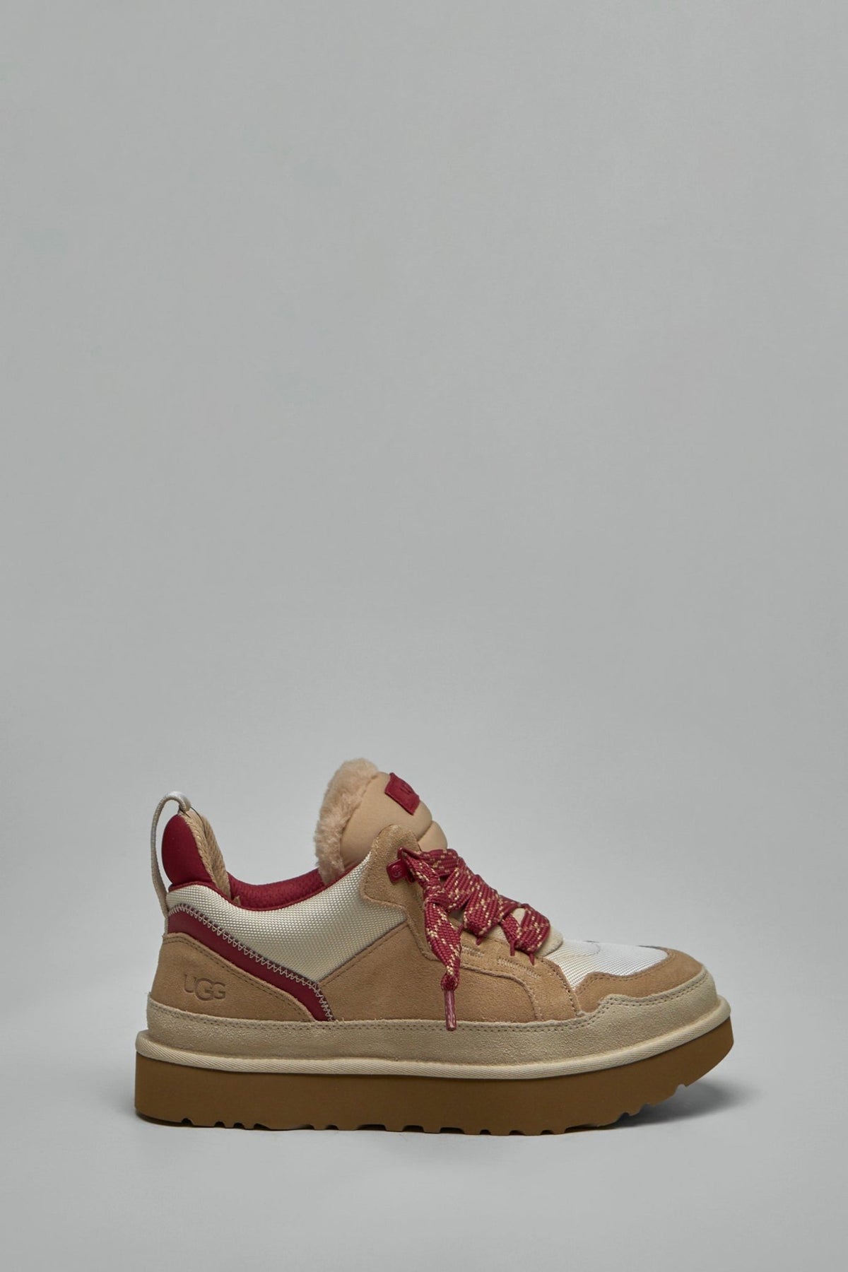 UGG Low Top Sneakers Lowmel in beige and red leather with furry lining