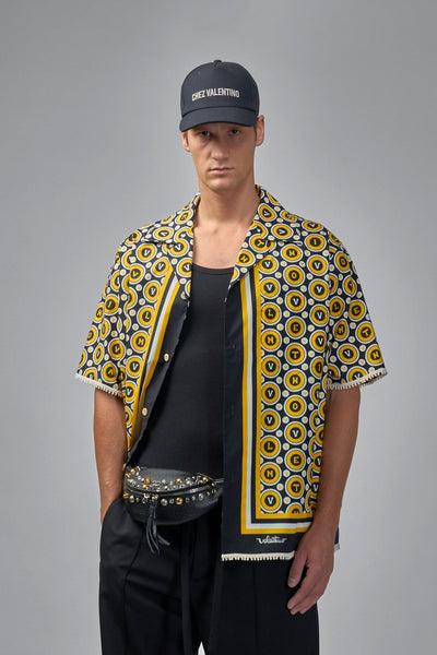 Cotton Poplin Bowling Shirt with Bulles Royales
