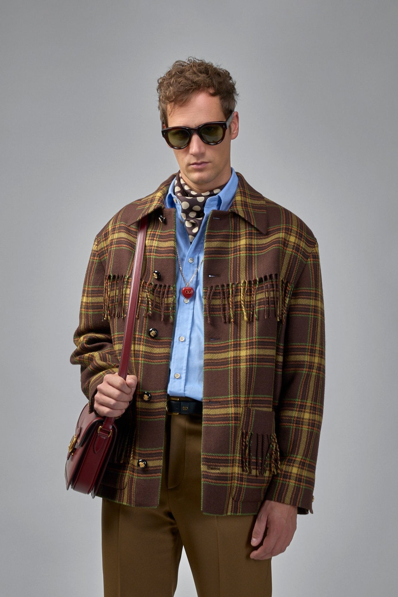 Valentino - Caban Fringes Check Coat - LABELS