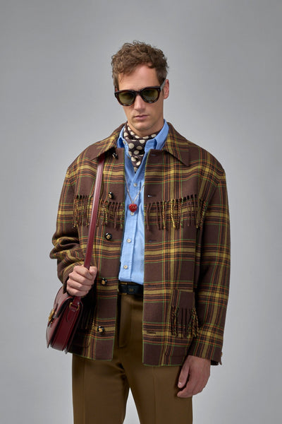 Checked Fringed Edge Jacket