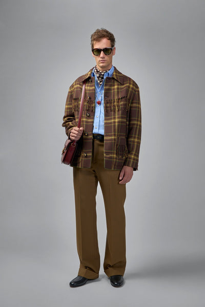 Checked Fringed Edge Jacket