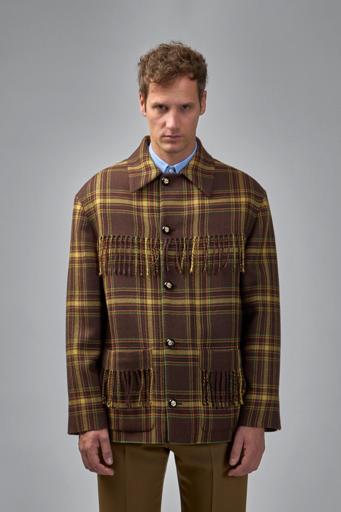 Valentino - Caban Fringes Check Coat - LABELS