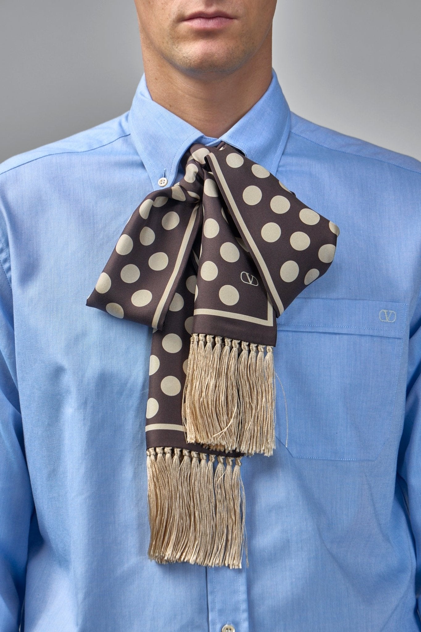 Valentino - Chamber Silk Bandeau Scarf with Fringe - LABELS