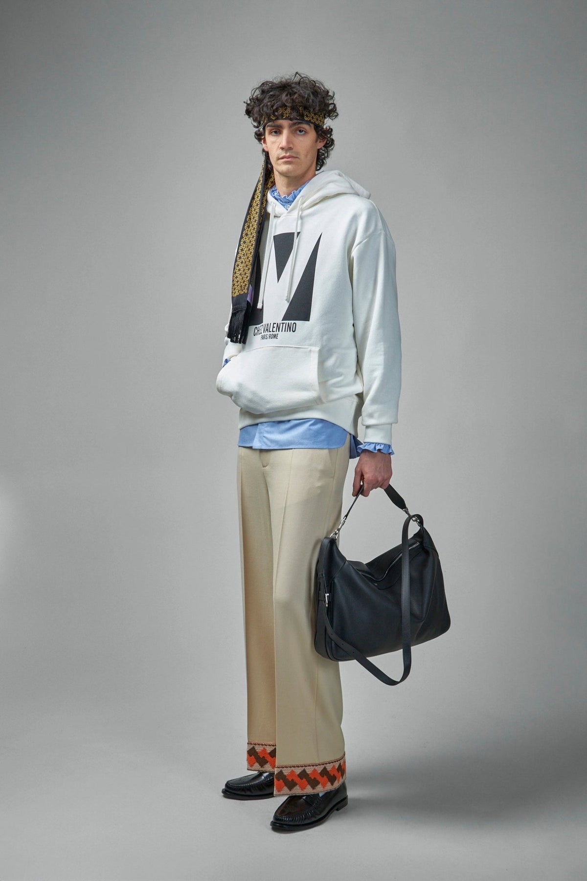 Valentino - Cotton Hooded Sweatshirt with Chez Valentino Print - LABELS