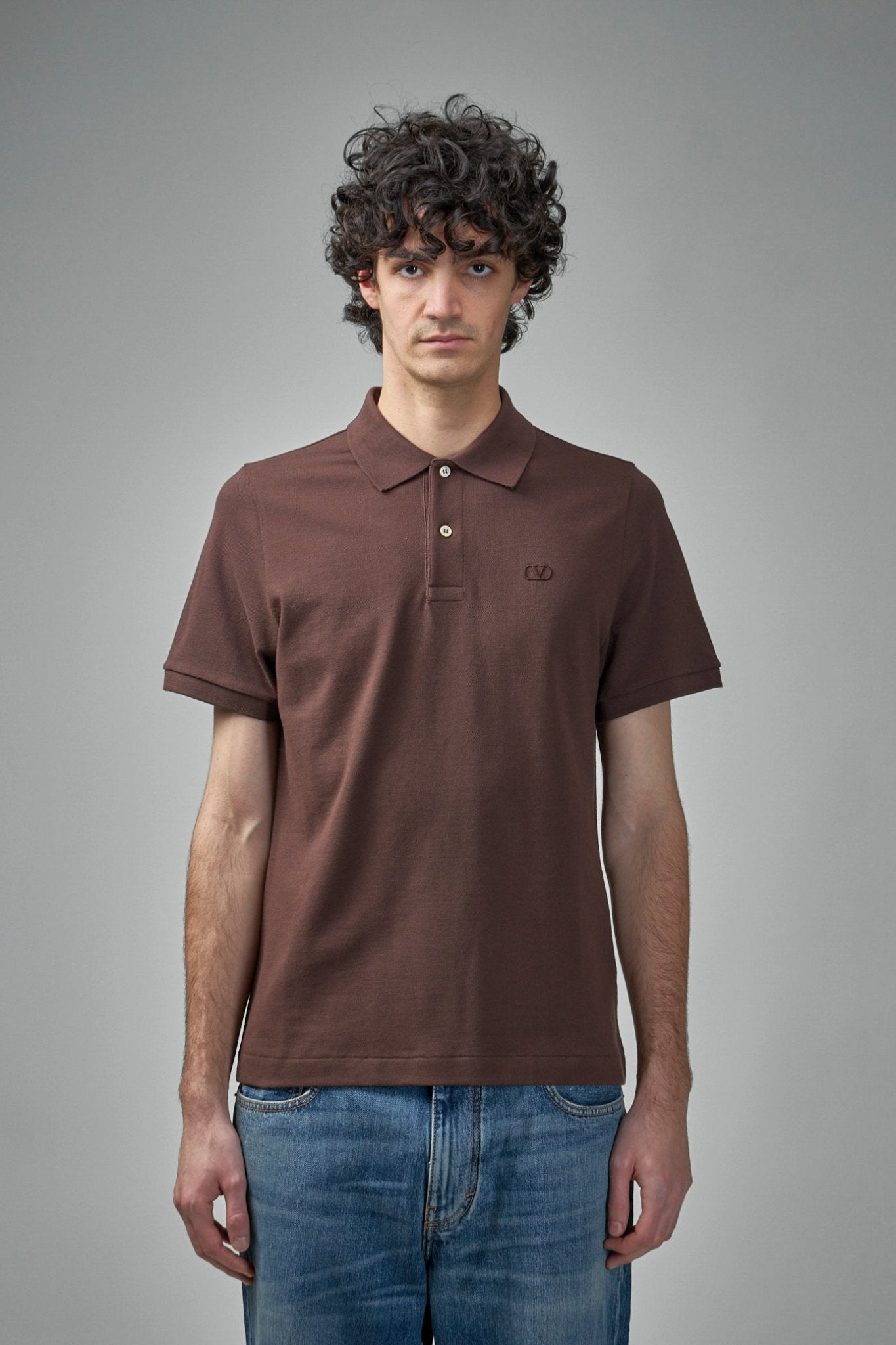 Valentino - Cotton Piqué Polo Shirt with V - Logo Embroidery - LABELS