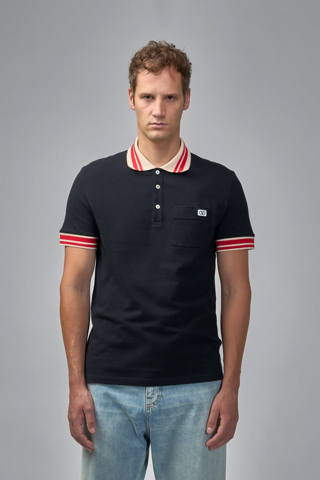 Valentino - Cotton Piqué Polo Shirt With VLogo Patch - LABELS