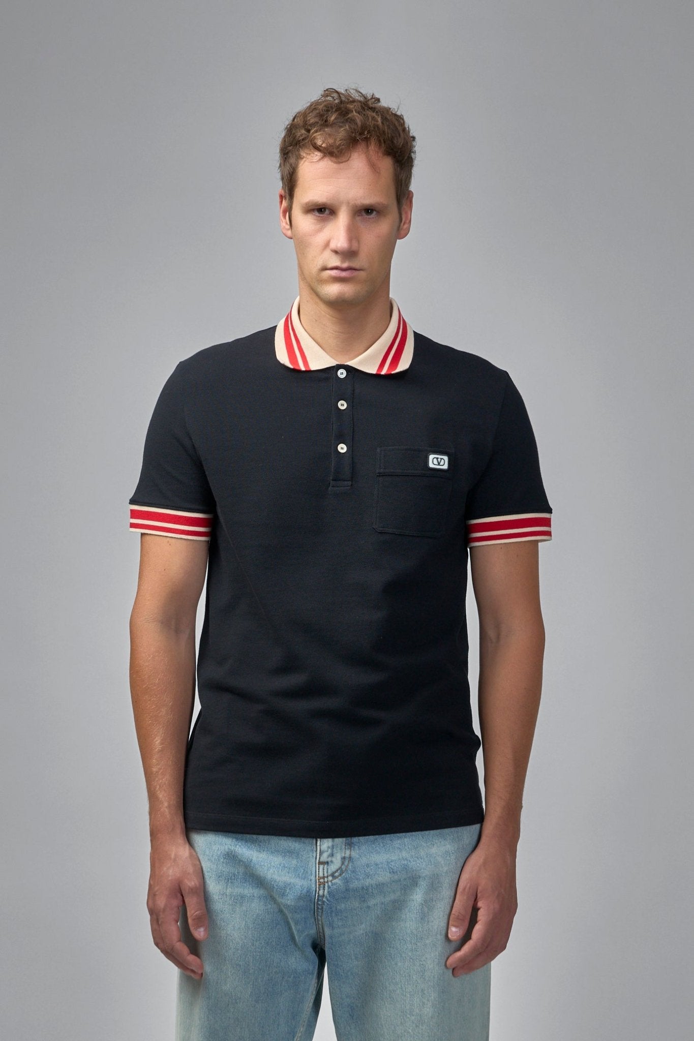 Valentino - Cotton Piqué Polo Shirt With VLogo Patch - LABELS