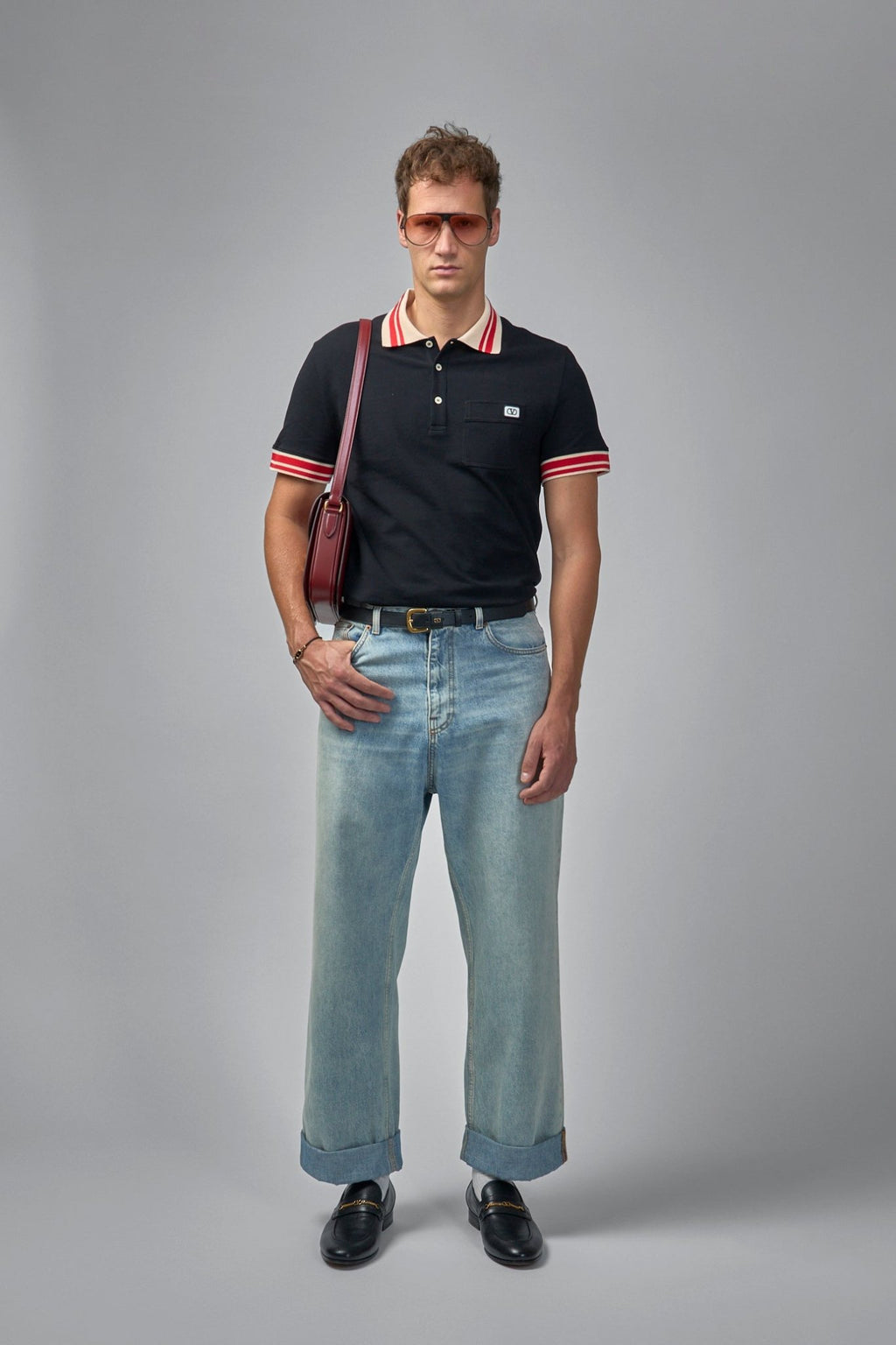 Valentino - Cotton Piqué Polo Shirt With VLogo Patch - LABELS