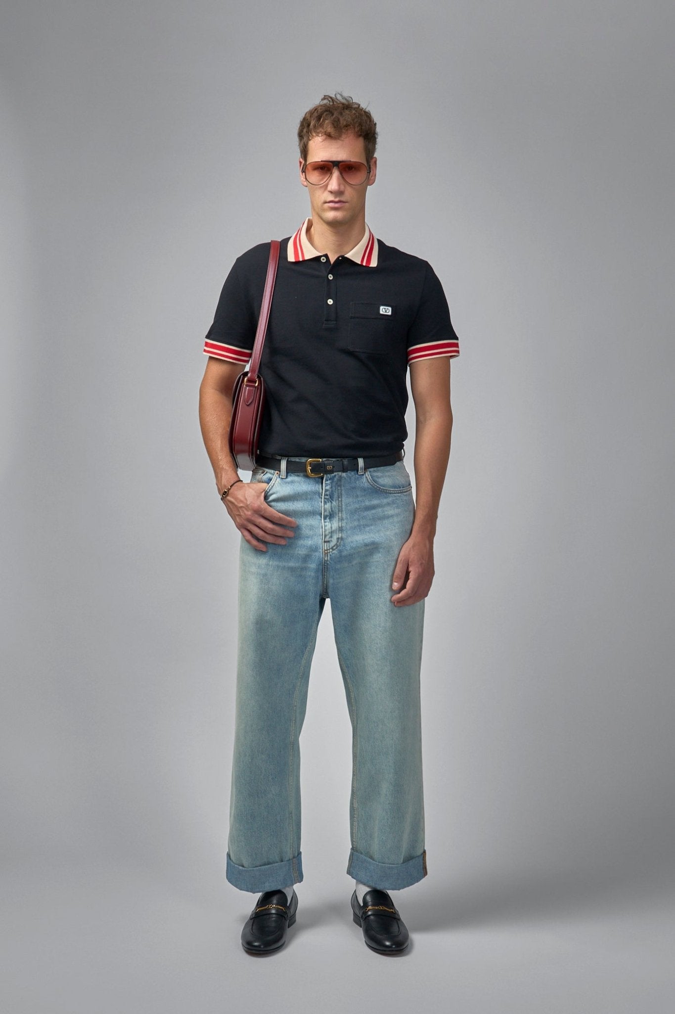 Valentino - Cotton Piqué Polo Shirt With VLogo Patch - LABELS