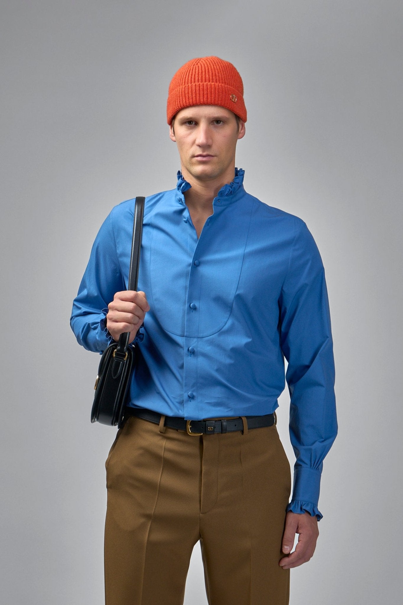 Valentino - Cotton Poplin Shirt With Plastron And Ruffles - LABELS