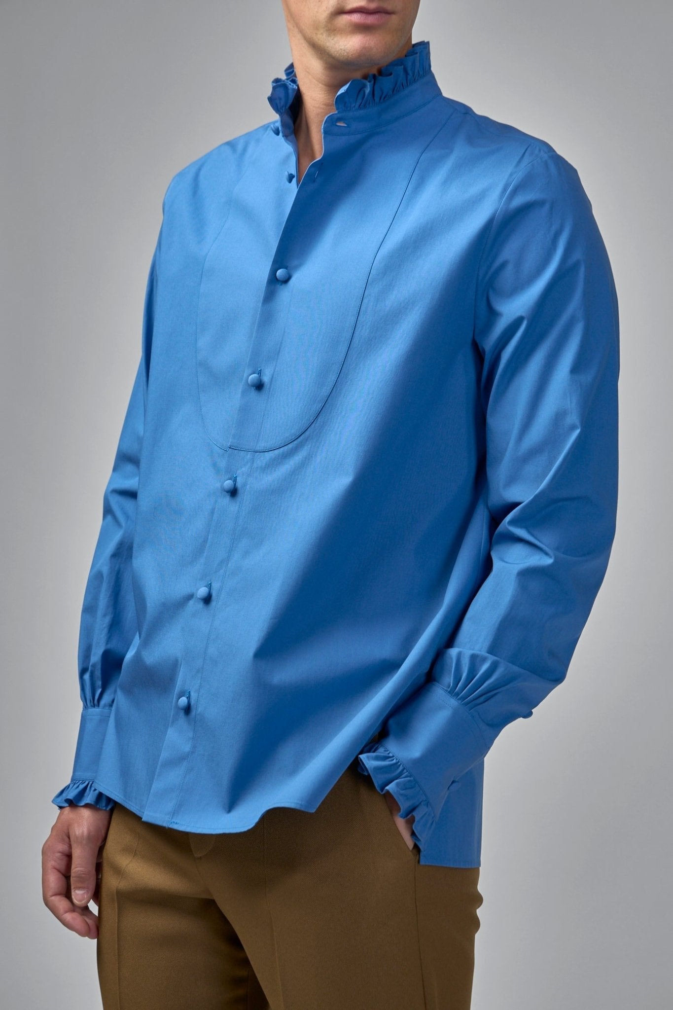 Valentino - Cotton Poplin Shirt With Plastron And Ruffles - LABELS