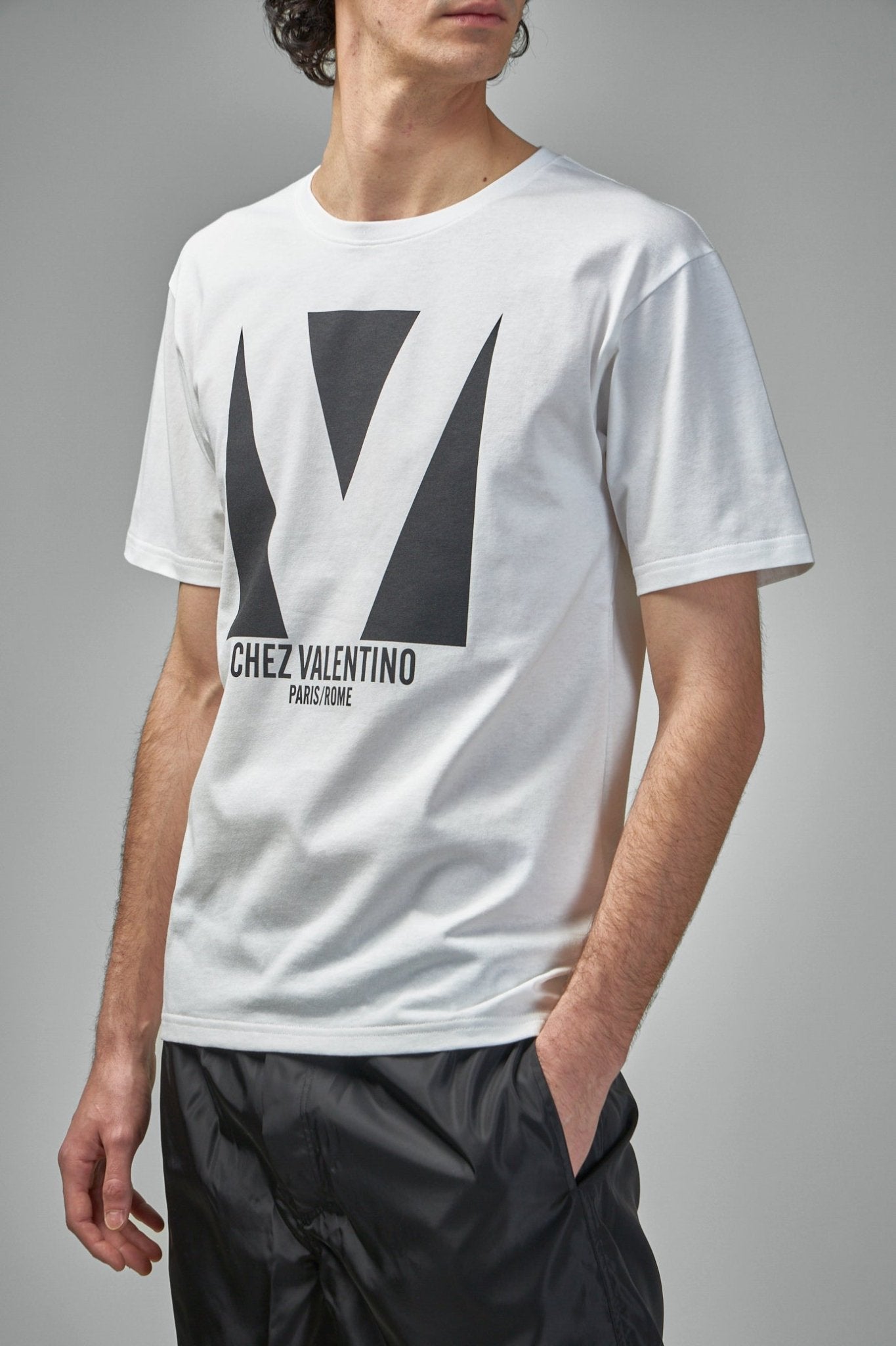 Valentino - Cotton T-Shirt with Chez Valentino Print - LABELS