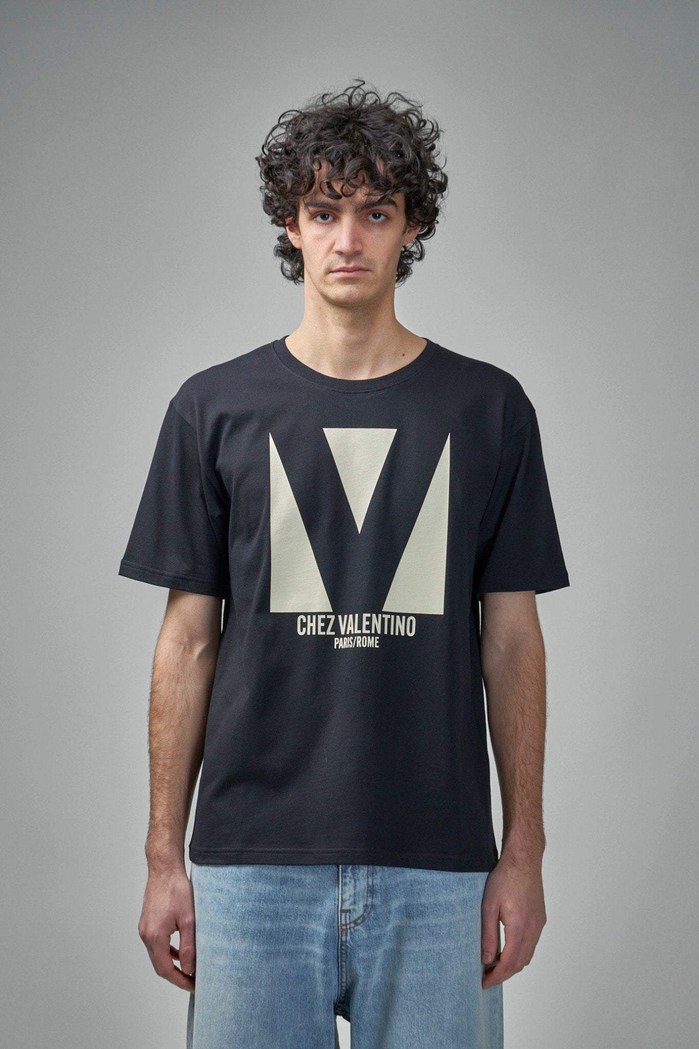 Valentino - Cotton T-Shirt with Chez Valentino Print - LABELS