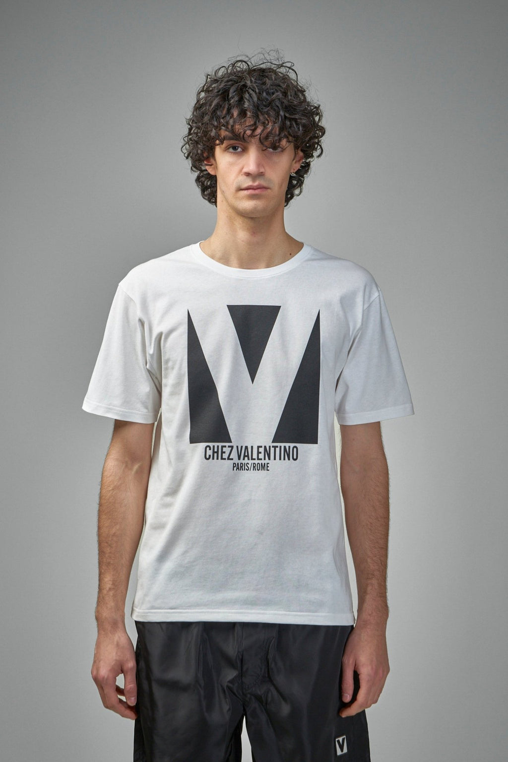 Valentino - Cotton T-Shirt with Chez Valentino Print - LABELS