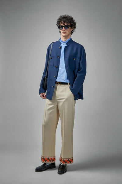 Double Wool Mandarin Collar