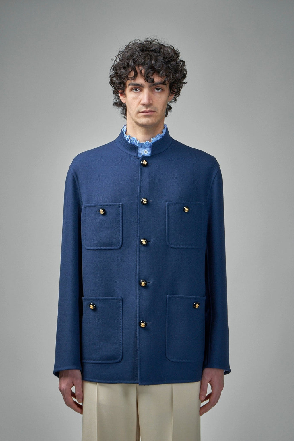 Valentino - Double Wool Jacket with Mandarin Collar - LABELS