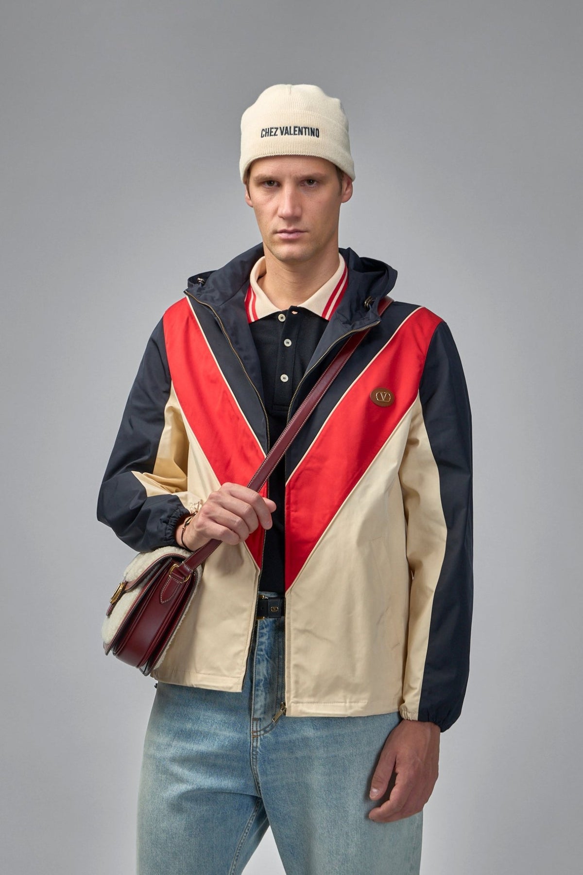 Valentino jackets VLogo Signature with red V-panel color blocking design
