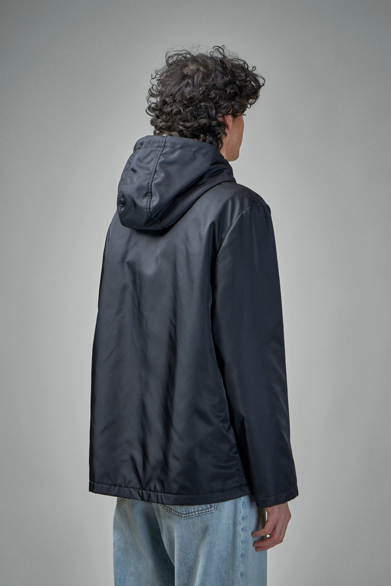 Valentino - Nylon Hooded Windbreaker with V - Logo Patch - LABELS