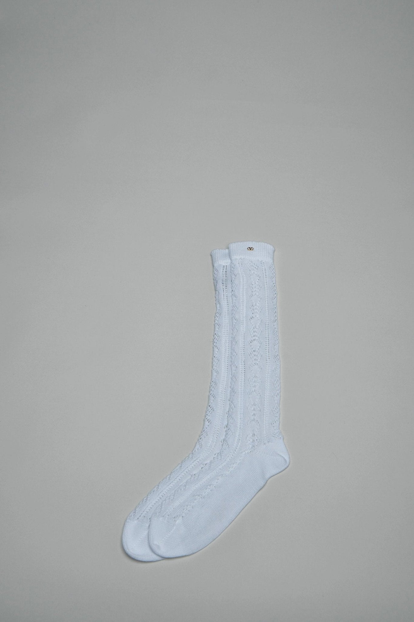Valentino - Perforated Cotton Socks with V - Logo - LABELS