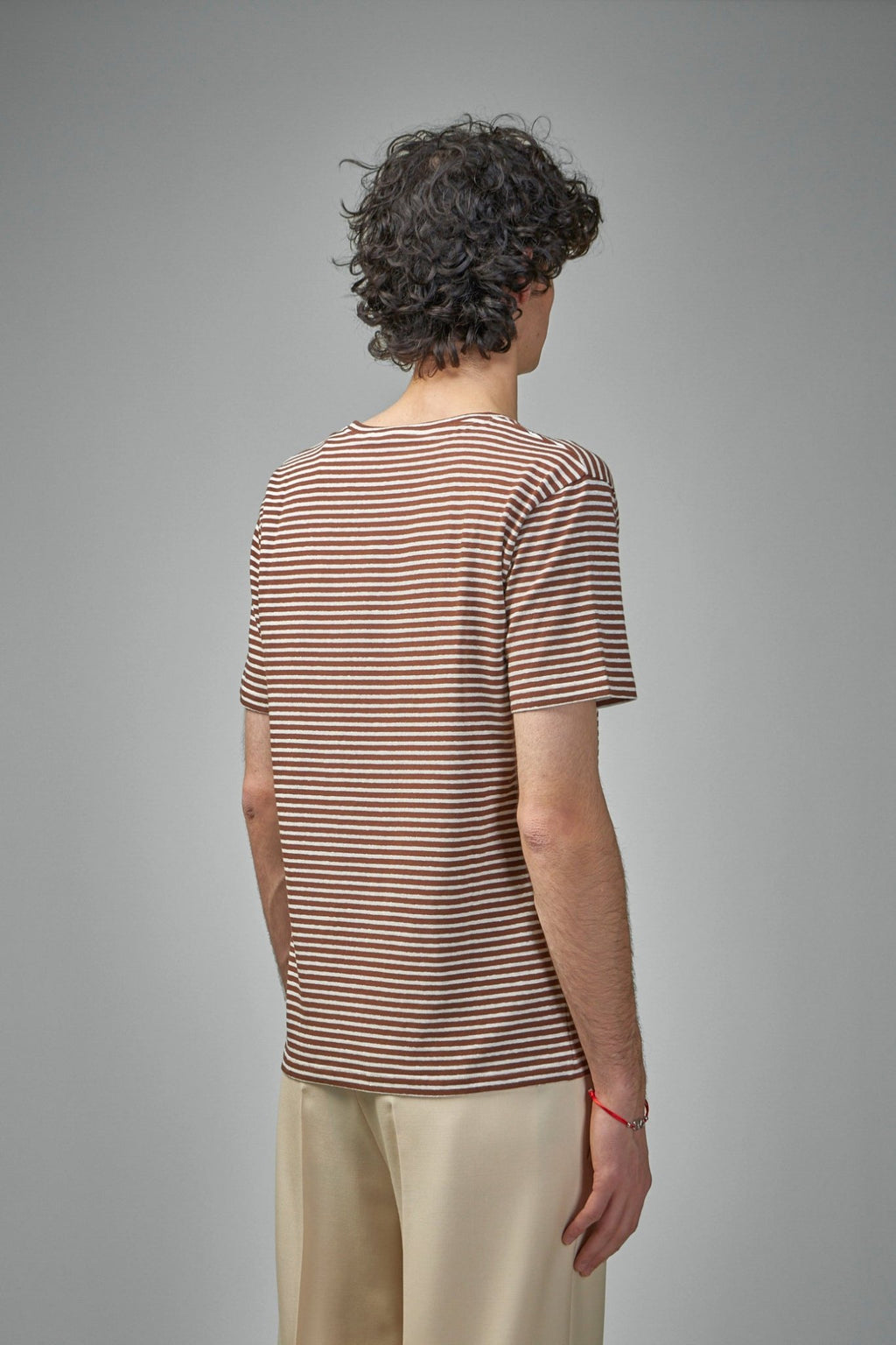 Valentino - Striped Cotton T-Shirt with Chez Valentino Print - LABELS