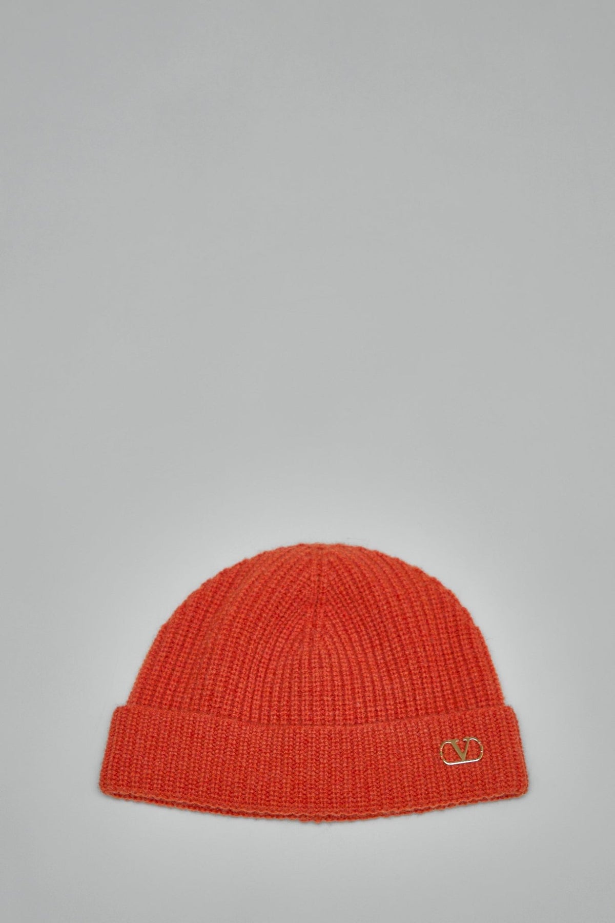 Valentino beanies VLogo Signature knitted beanie with gold-tone metal logo plaque