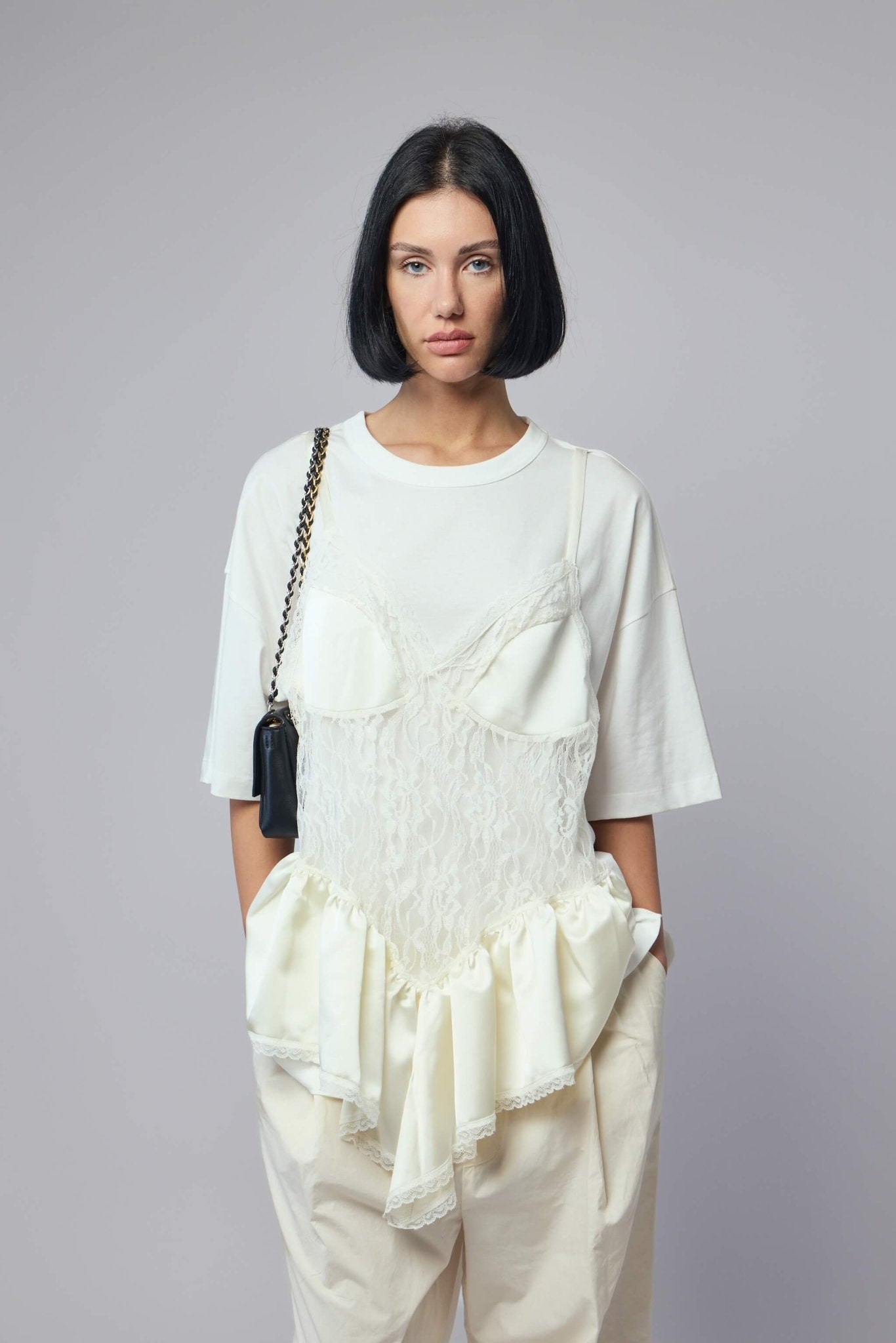 Vaquera T-Shirts - Women Teddy Knit with Lace Overlay – LABELS
