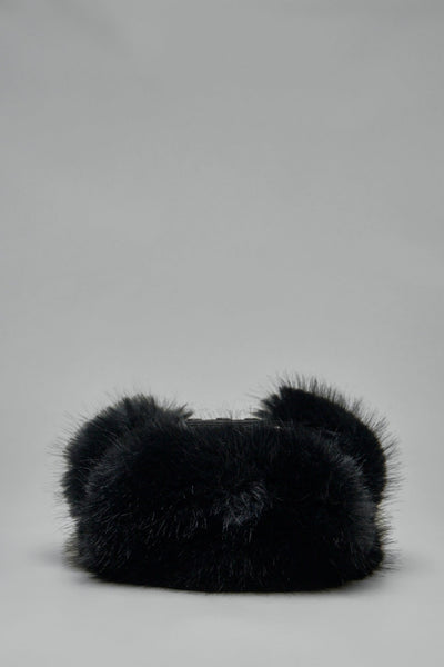 Leather Faux Fur-trimmed Hat