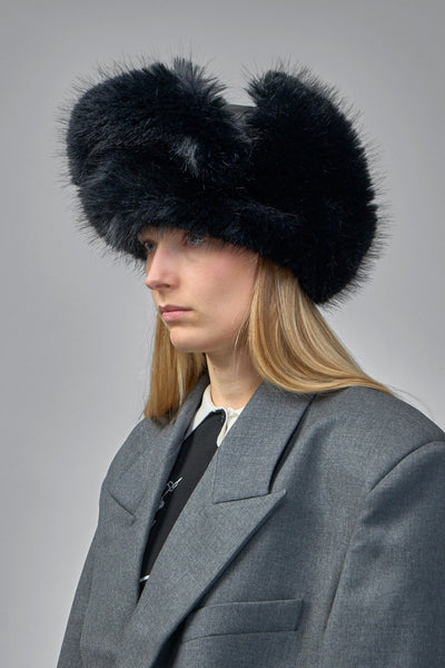 Leather Faux Fur-trimmed Hat