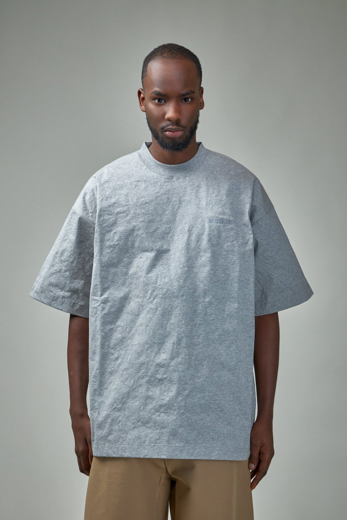 Vetements - Metalized Wrinkled Logo Embroidered T-Shirt - LABELS