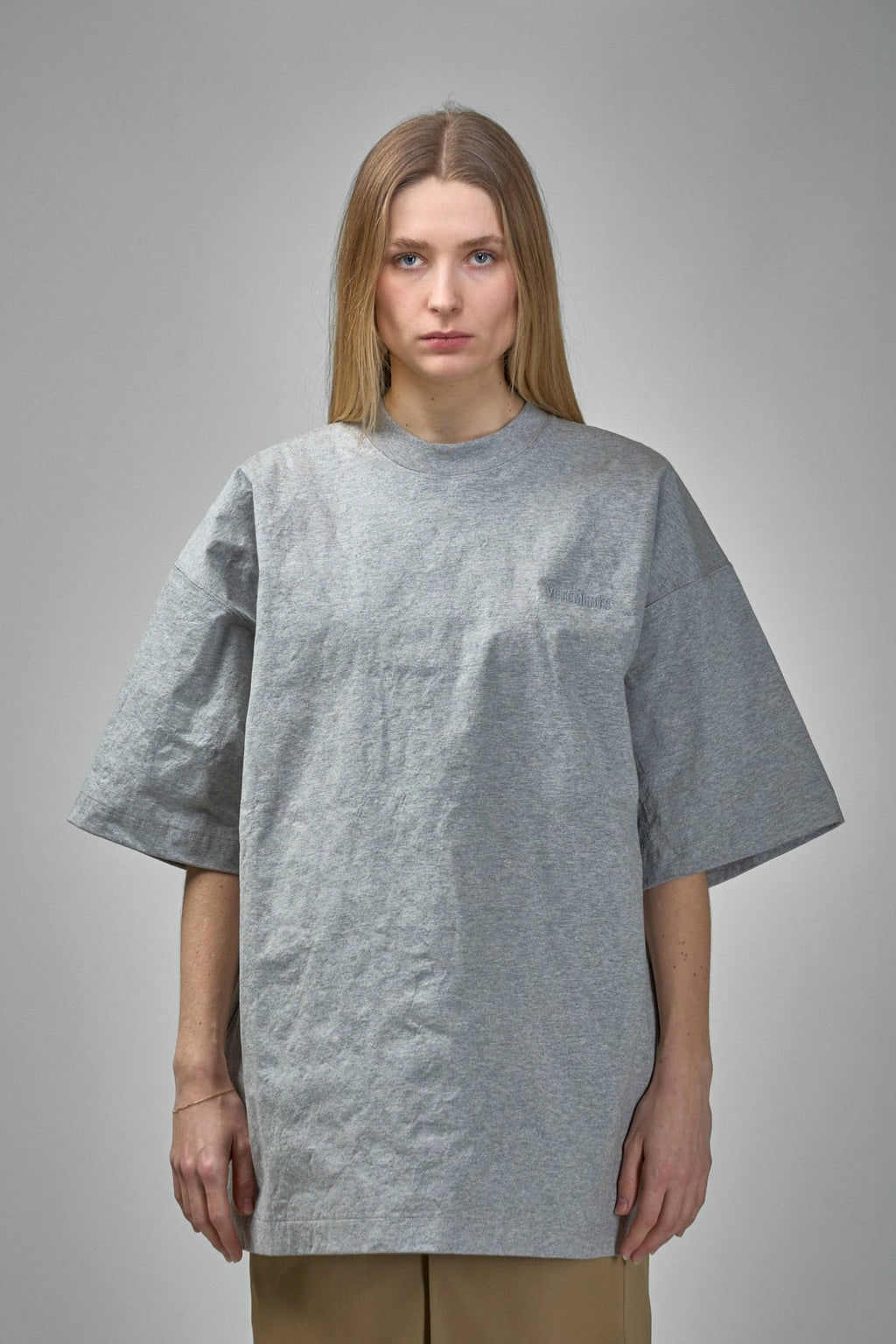 Vetements - Metalized Wrinkled Logo Embroidered T-Shirt - LABELS