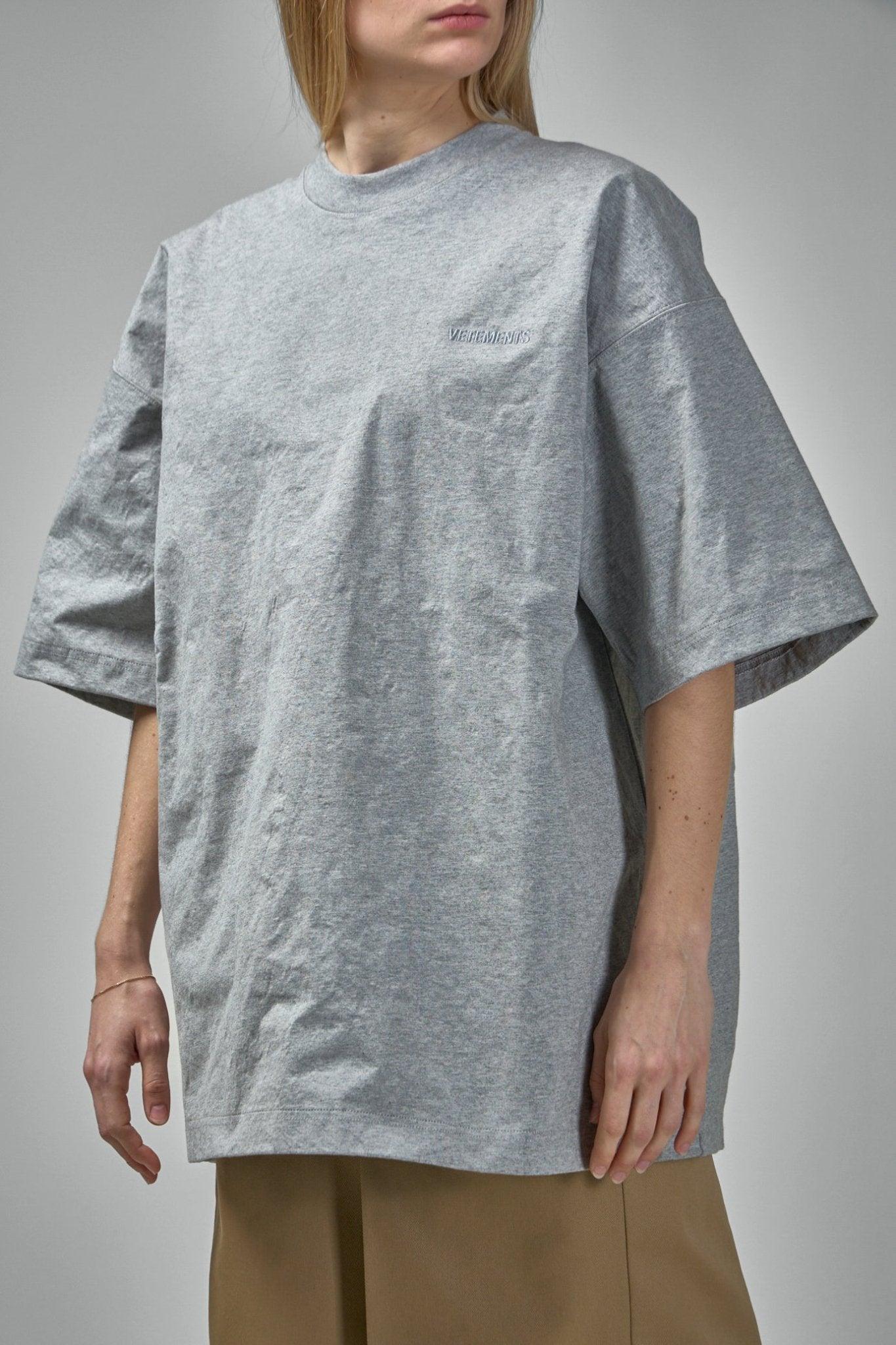 Vetements - Metalized Wrinkled Logo Embroidered T-Shirt - LABELS