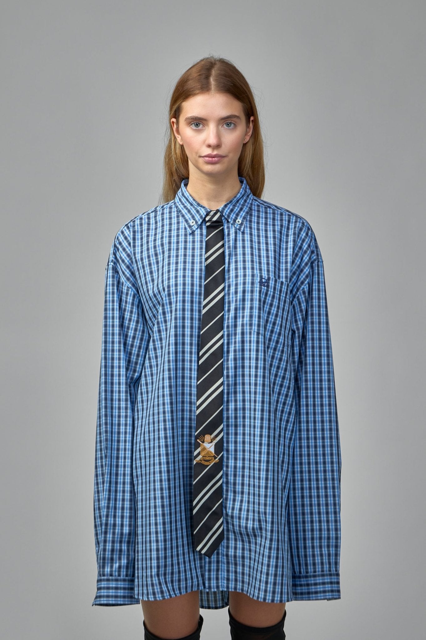 Vetements Blouses - Tie Shirt with Sewn-In Tie LABELS Vetements Blouses - Tie Shirt with Sewn-In Tie LABELS