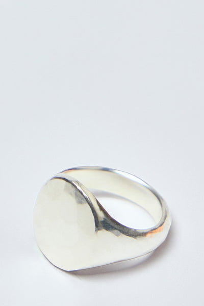 Signet Ring Oval Hammered