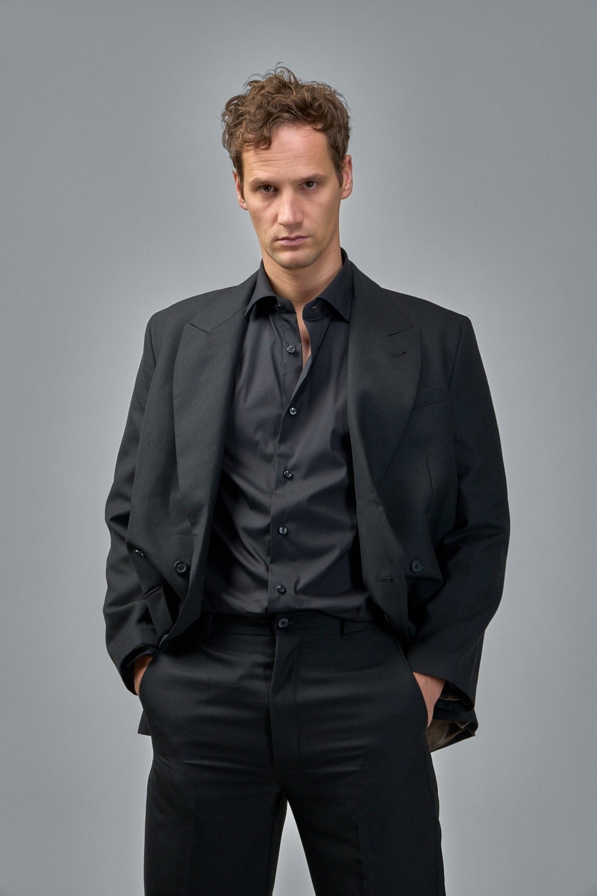 Xacus shirts classic black long sleeve cotton shirt with slim fit