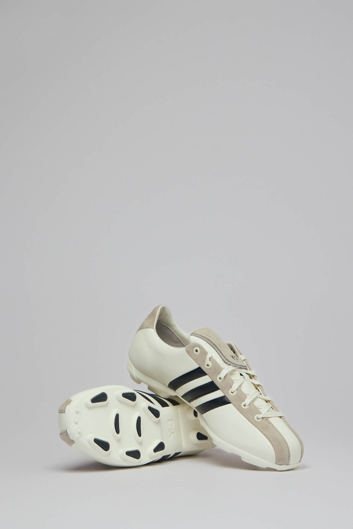 Detail shot of Y-3 sneaker lace-up closure and rounded toe design