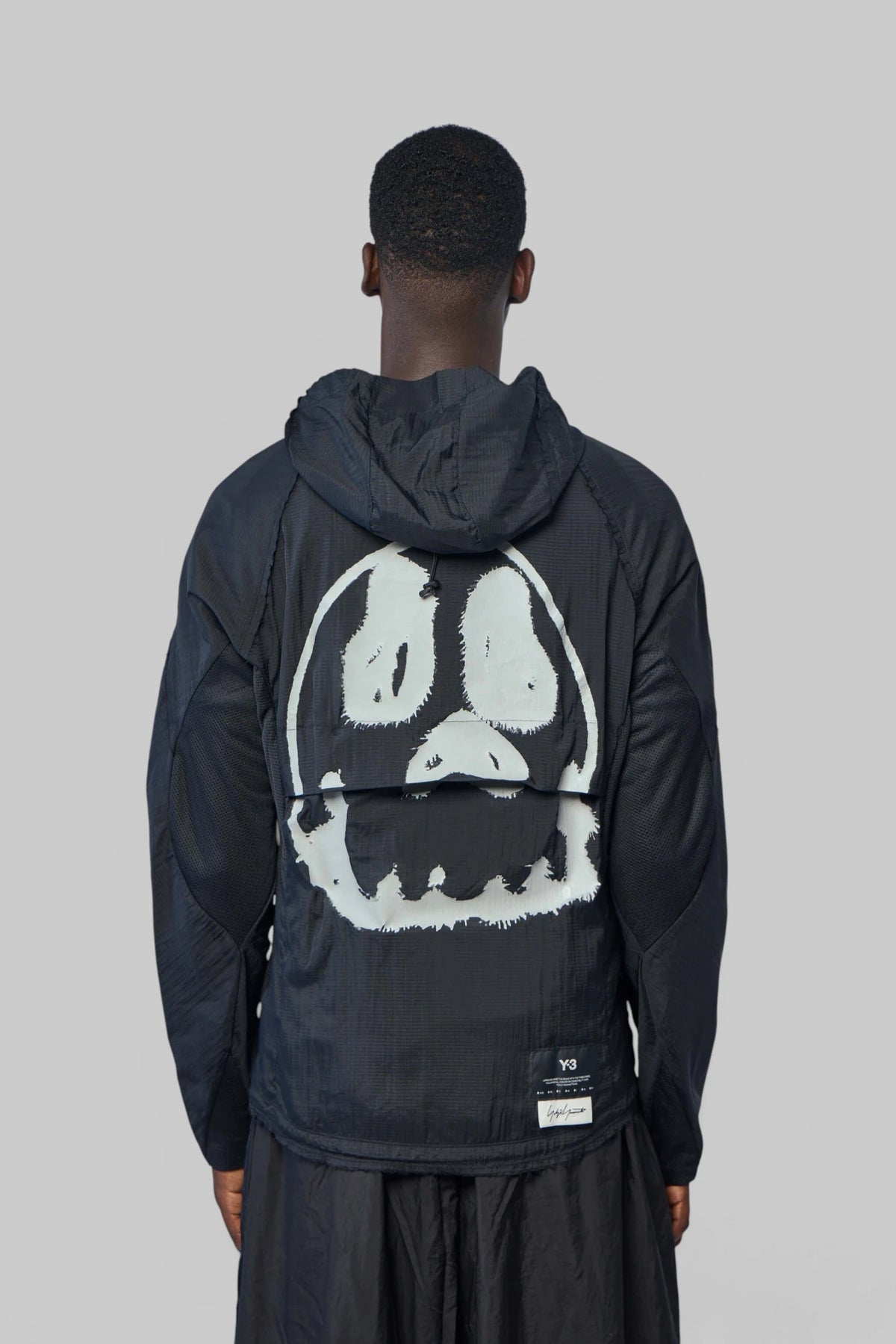 Back view of the Y-3 Yohji Yamamoto graphic hoodie