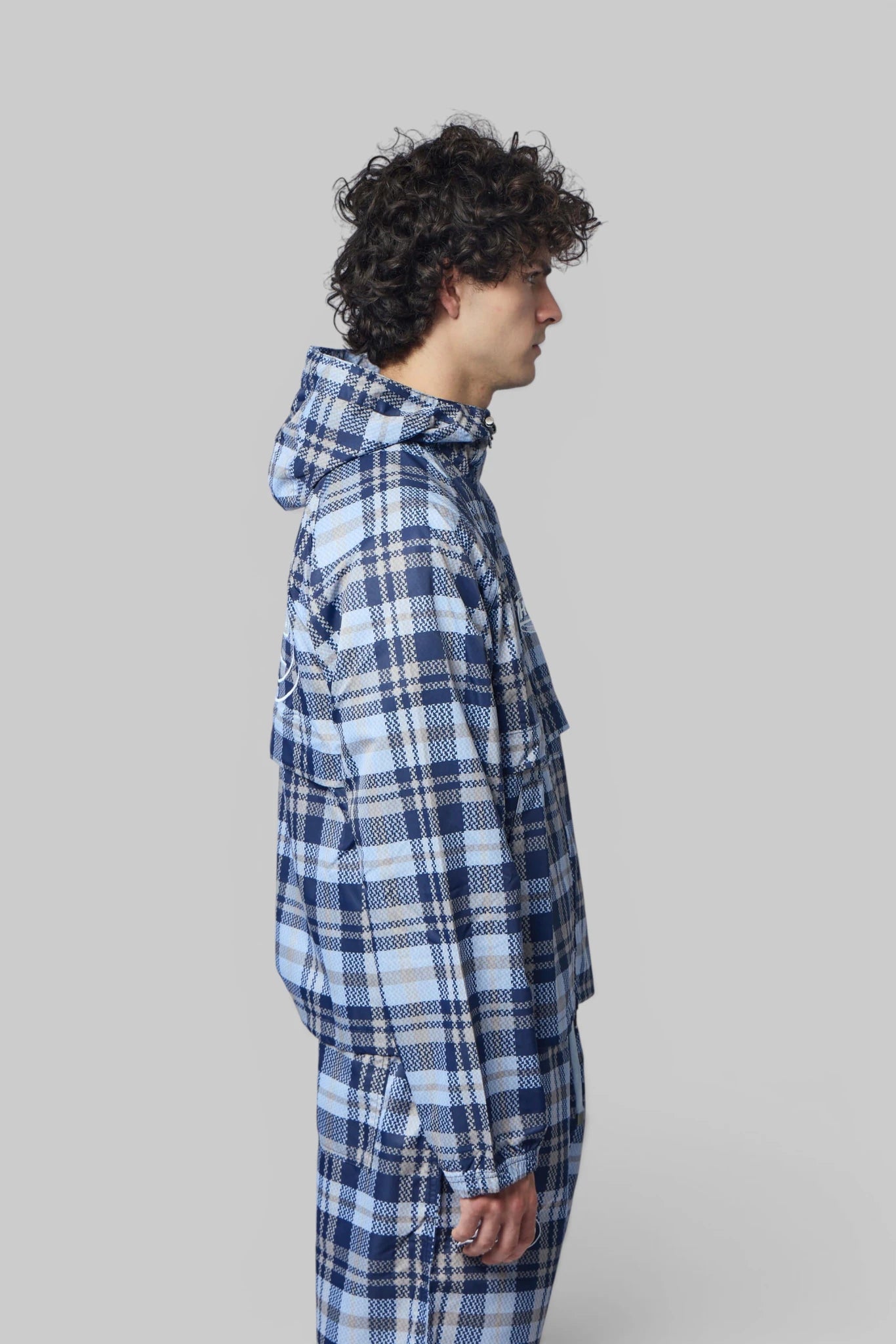 Zhyro - Hooded Plaid Windbreaker Jacket - LABELS