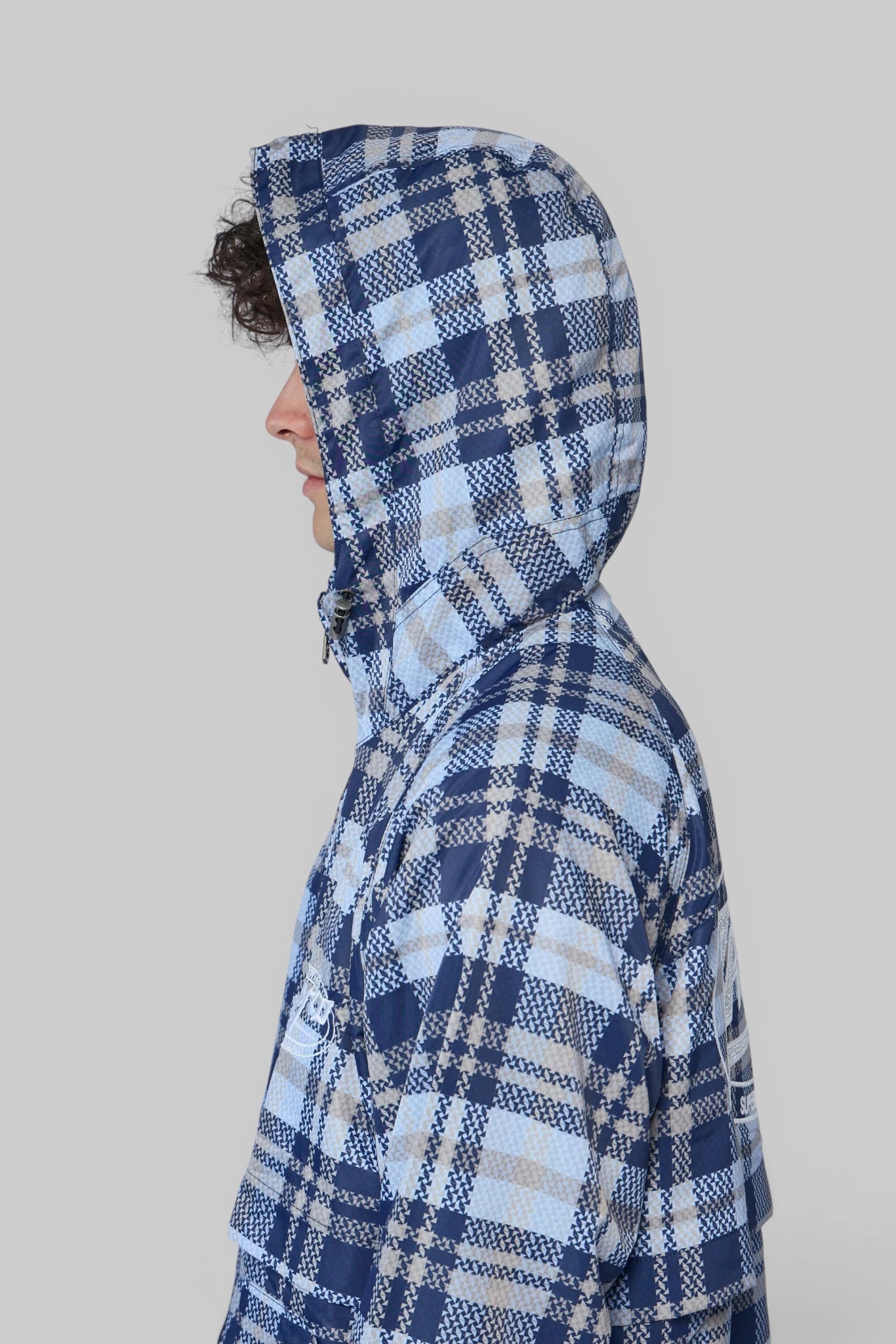 Zhyro - Hooded Plaid Windbreaker Jacket - LABELS