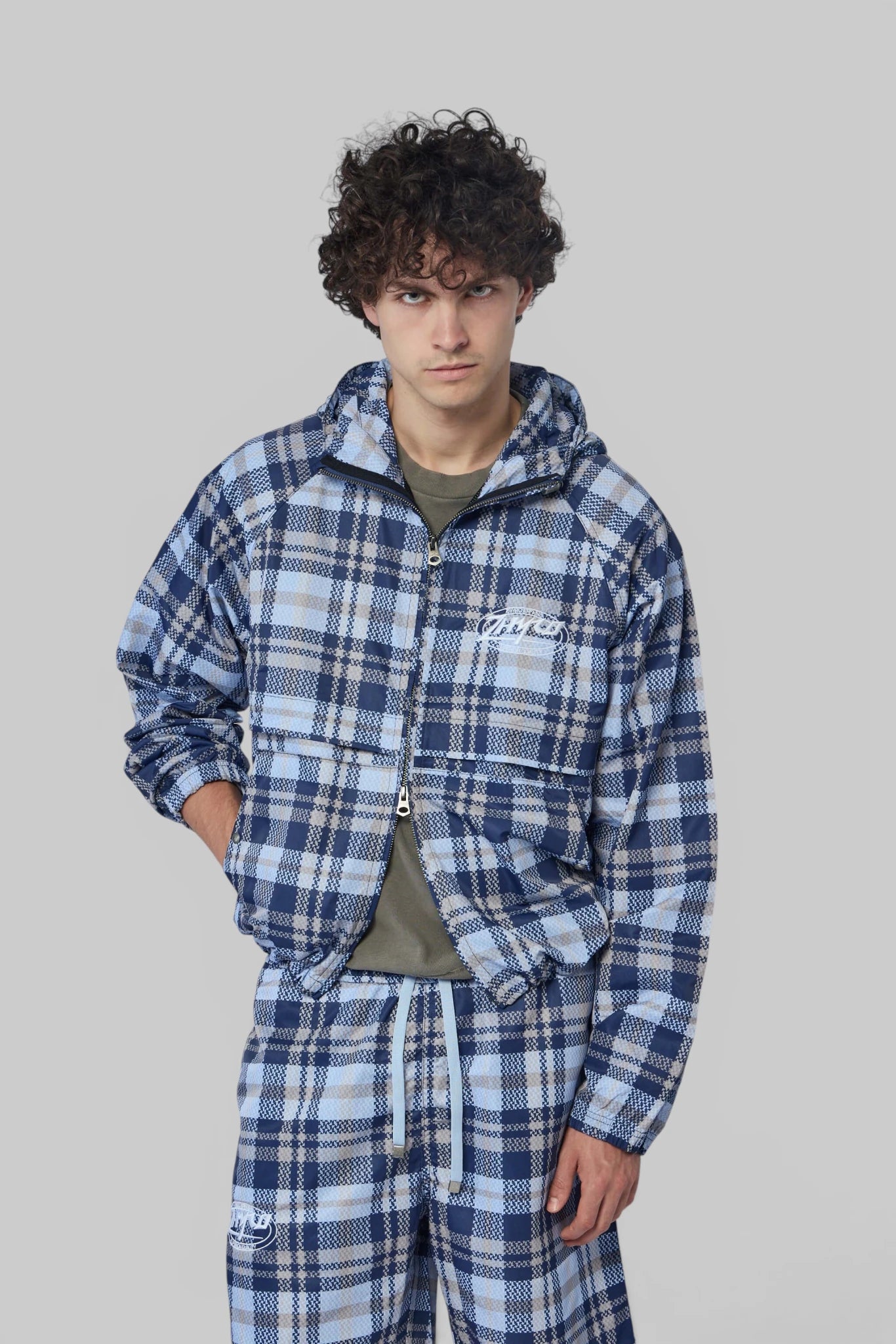 Zhyro - Hooded Plaid Windbreaker Jacket - LABELS