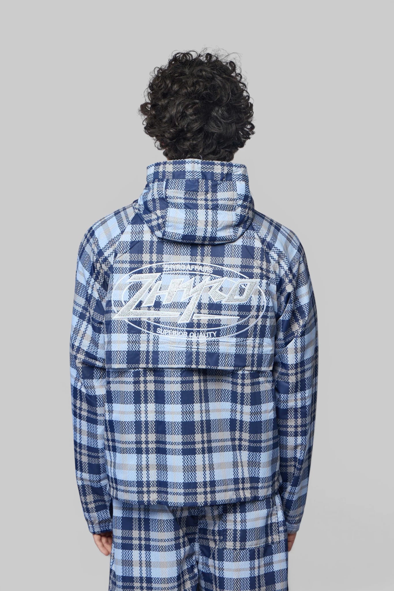 Zhyro - Hooded Plaid Windbreaker Jacket - LABELS
