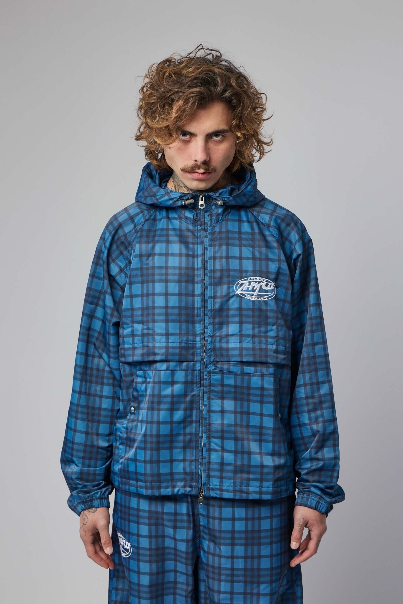 Zhyro Jackets - Hooded Windbreaker Blue Checkered – LABELS