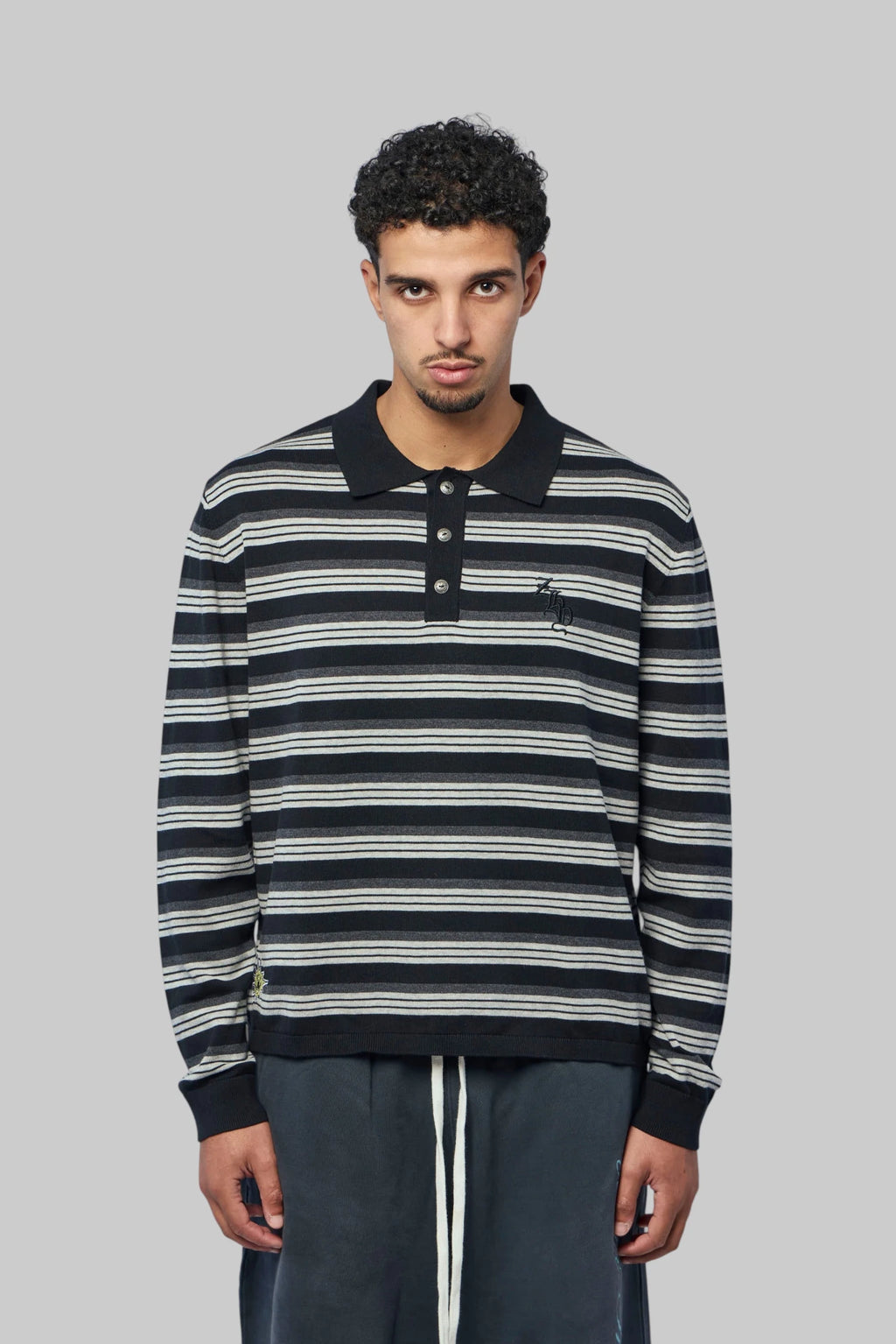 Zhyro - Knitted Striped L/S Polo - LABELS