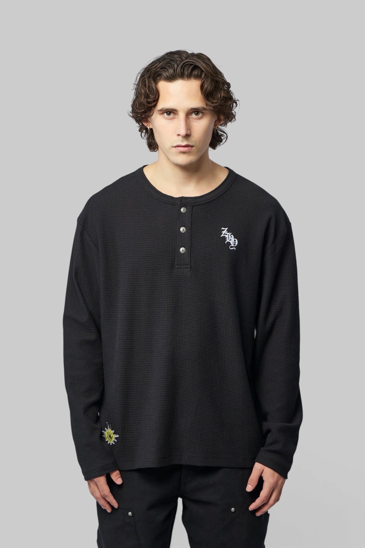 Zhyro - Waffle Henley | ZHY20026117 | Black - LABELS