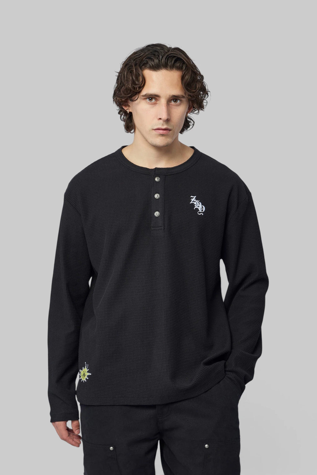 Zhyro - Waffle Henley | ZHY20026117 | Black - LABELS