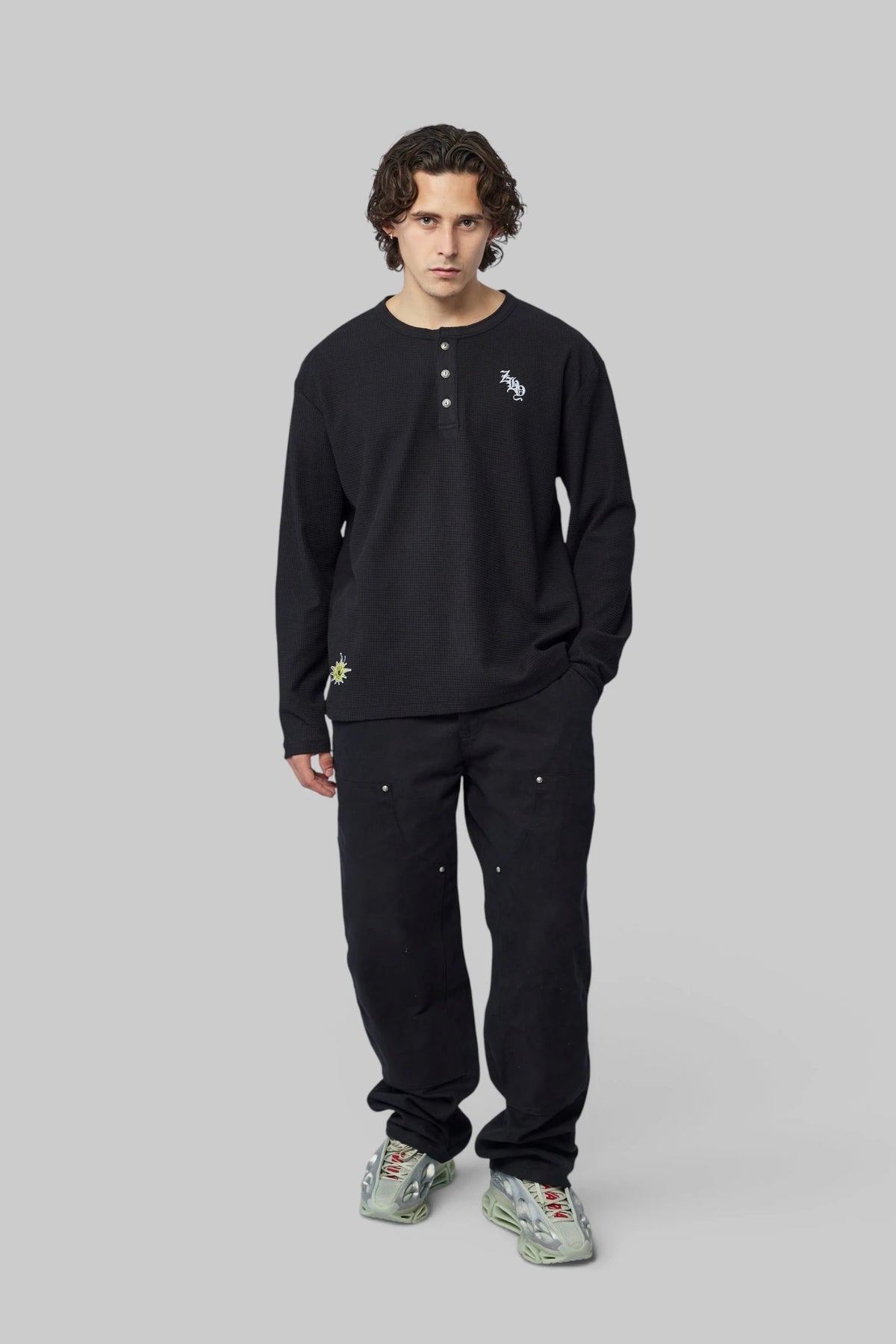 Zhyro - Waffle Henley | ZHY20026117 | Black - LABELS