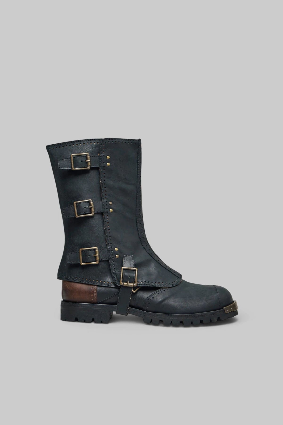 Ziggy Chen - Brass Tip Buckle Boots With Spats - LABELS