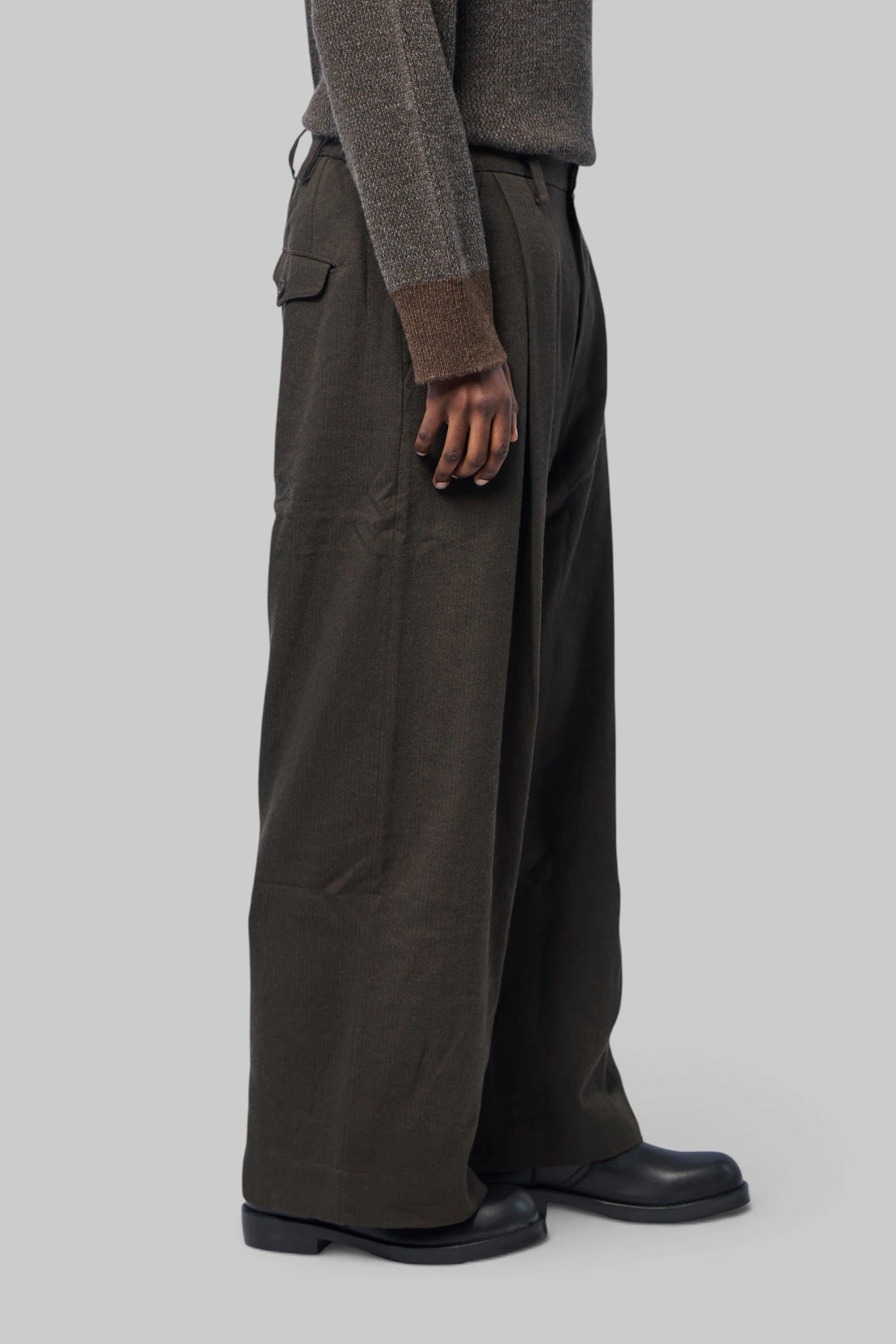 Ziggy Chen - Herringbone Straight-leg Trousers - LABELS