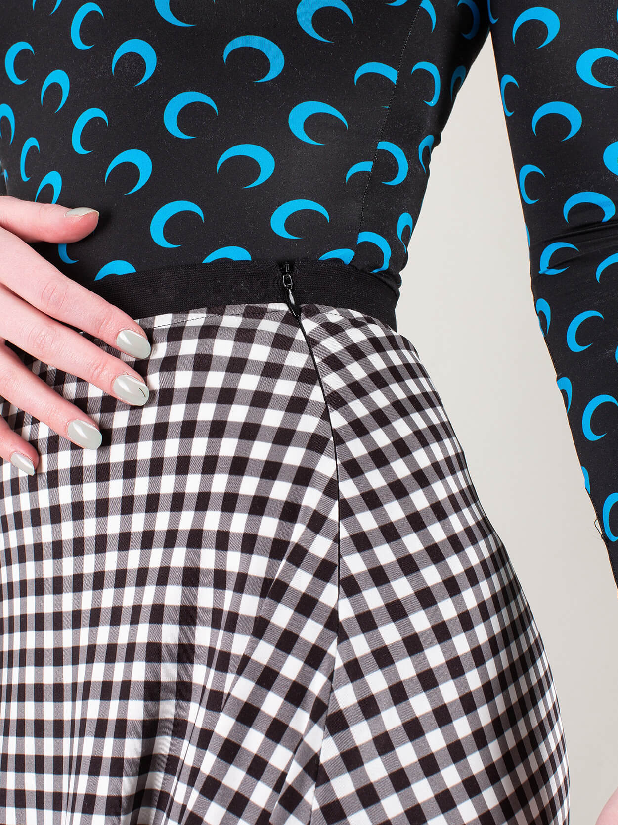 Scarf-tie Detail Gingham Mini Skirt