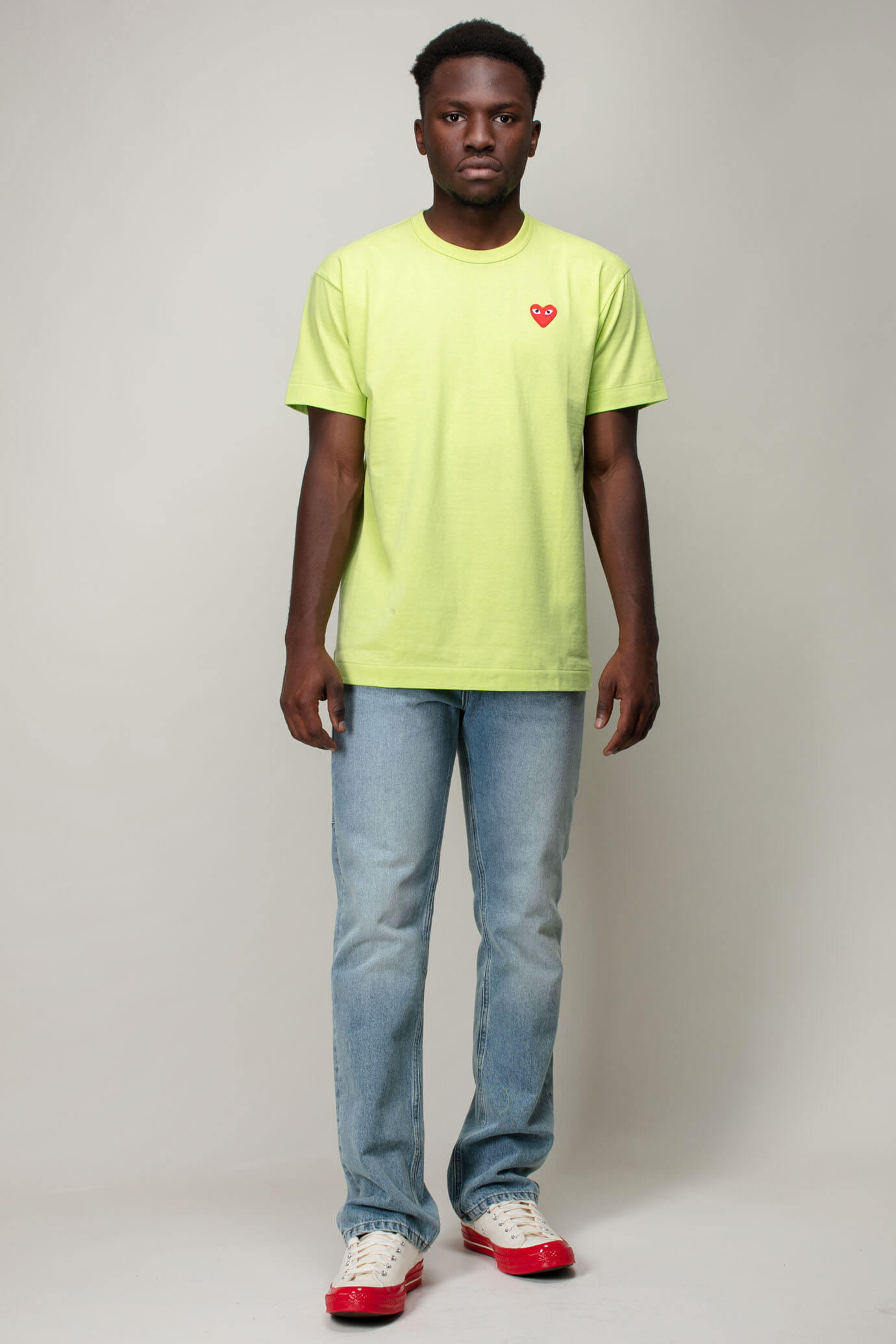 CDG Play Shirt green Red Heart LABELS